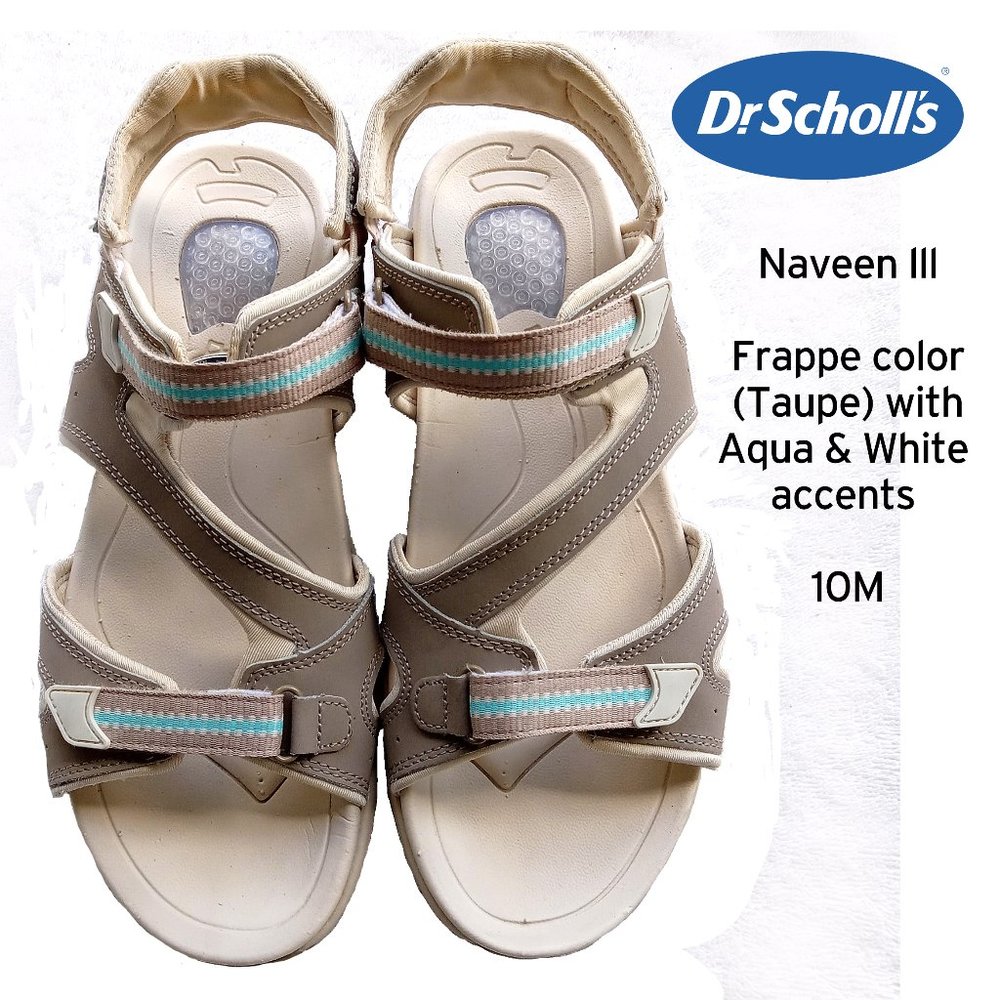 DR. SCHOLL'S NAVEEN III Adjustable Gel Heel Sandals Size 10 Frappe Color